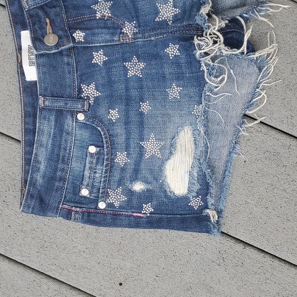 Victoria's Secret PINK Bedazzled Star Distressed Hem Jean Shorts - Picture 2 of 9